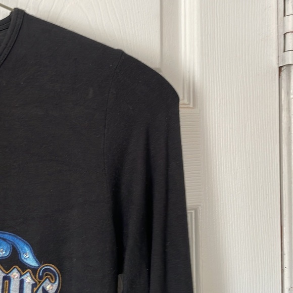 Bejeweled jewels & jeans black blue bedazzled long sleeve Tshirt sweater sz XL - Picture 4 of 16